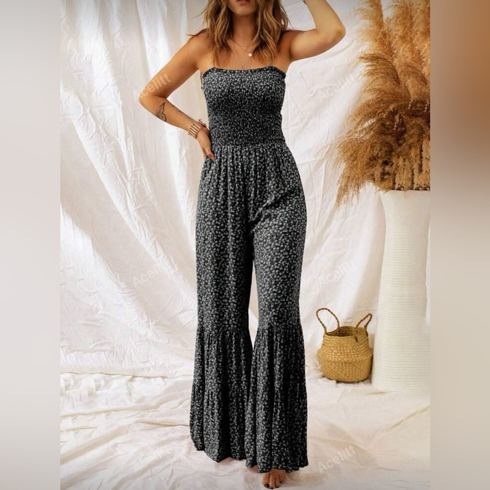 Elegant Black Floral Jumpsuit